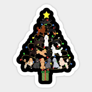 Poodle Christmas Tree Dog Lovers Happy Xmas Holiday Sticker